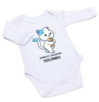 Боди именный Котик с рыбкой Heybaby