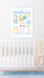 Постер-метрика дитяча іменна Зайченя з місяцем HeyBaby акриловий в рамці А3