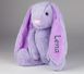 Персоналізований подарунок іменний м'який кролик Зайченя Bu лавандовий 39 см HeyBaby