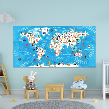 Обучающий постер-карта мира 100*50