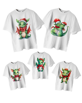 Набір футболок Family look Сім'я Драконів 2024 для п'ятьох HeyBaby