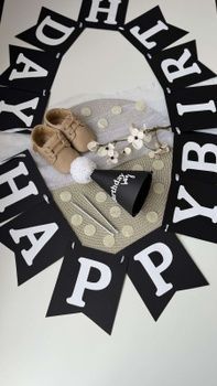 Набор для празднования первого Дня рождения Колпак и Гирлянда Happy Birthday HeyBaby