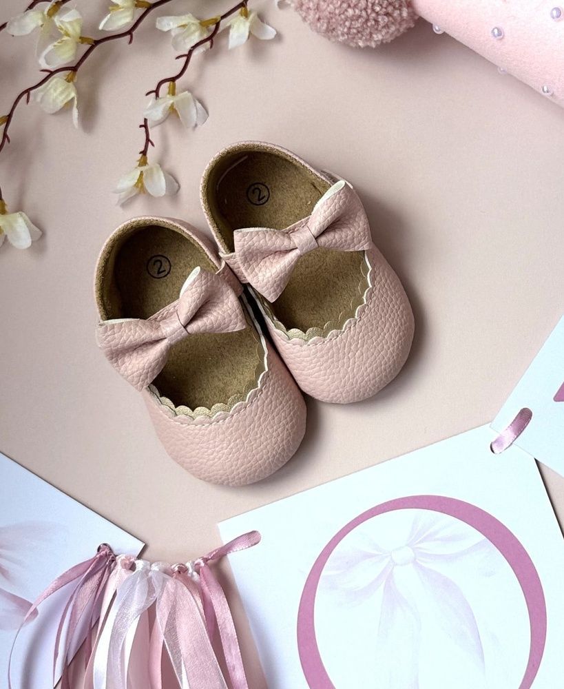 Праздничные детские пинетки розовые 12-18 месяцев HeyBaby