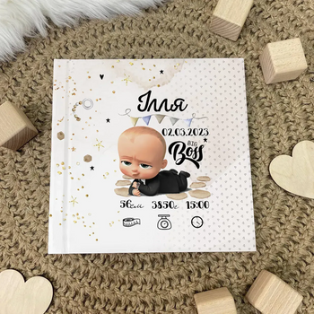 Детский альбом для фото с именной обложкой &laquo;Baby Boss&raquo; Бохо